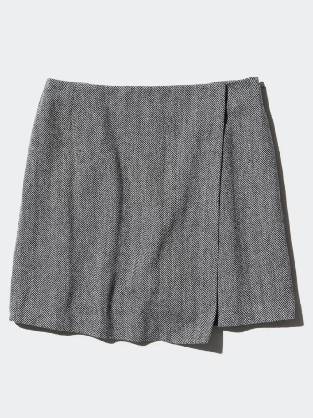 Uniqlo Black & White Asymmetrical Herringbone Skort